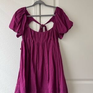 Free People Marina Mini Magenta Short Sleeve Dress